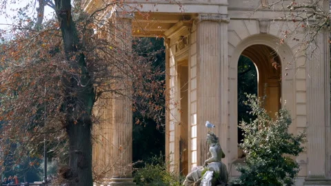 Panoramic view on Temple of Aesculapius in Villa Borghese Gardens, Rome. Italy Stock Footage 268076820