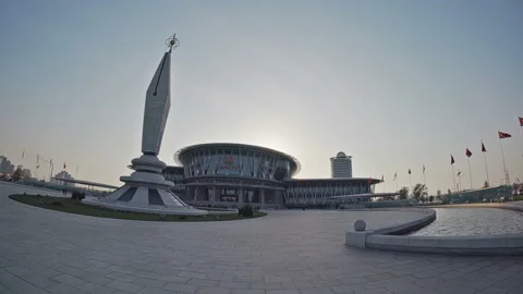 Panoramic view of The Temple of Science and Technology at sunset Video stock 118660169