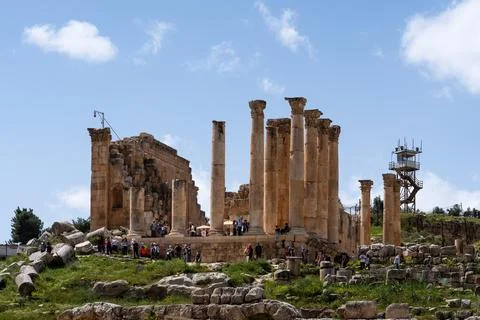 Panoramic view of Temple of Zeus, Jerash, Ancient Roman city of Gerasa 스톡 사진