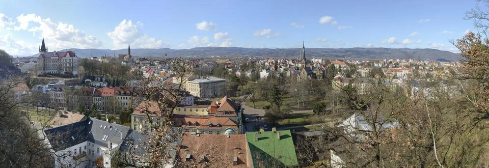 Panoramic view of Teplice from Jan?kovy garden, Czech Republic. Stock Photos