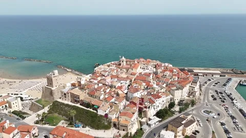 Panoramic view of Termoli town and Adriatic sea, Italy Stock Footage 317934381
