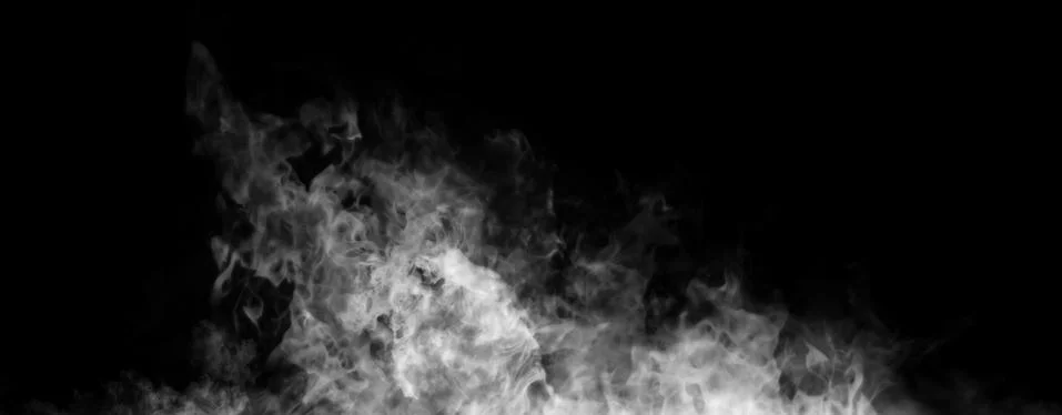 Panoramic view. Texture of burn fire explosion. Black and White flames on iso Stock Illustration