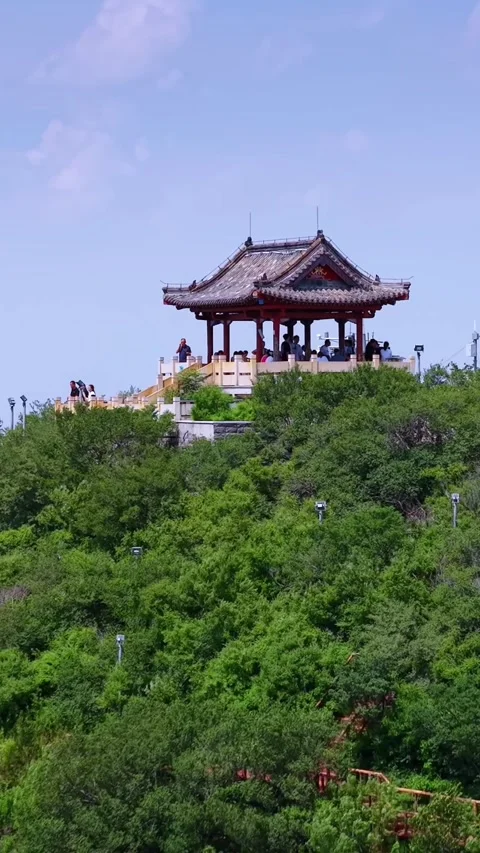 Panoramic View from Thousand Buddha Mountain Pavilion, Jinan Stock Footage 331219312