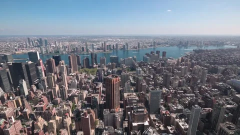 Panoramic view till down on skyscrapers buildings Manhattan Stock Footage 251812591