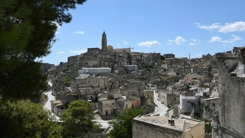 Panoramic view time lapse of Matera Stock Footage 79208088