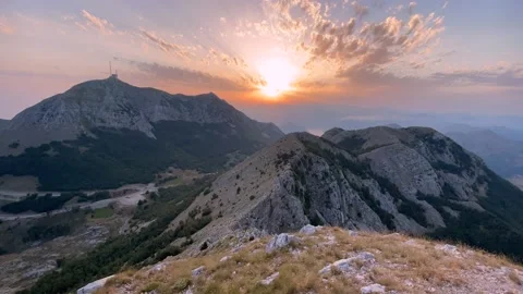 Panoramic view Timelapse of Sunset in Montenegrin Mountains. Stock Footage 238000343