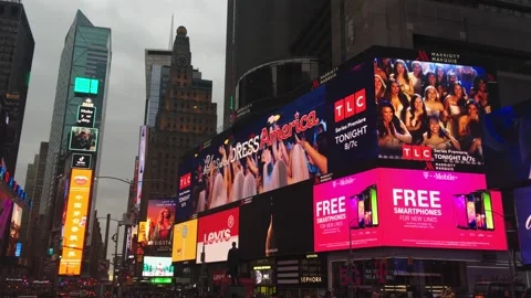 Panoramic view on Times Square Video stock 130897036