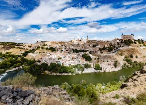 Panoramic view of Toledo Spain on a summer day Stock Photos