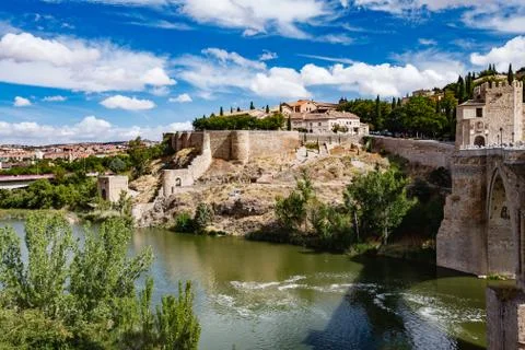 Panoramic view of Toledo Spain on a summer day Stock Photos