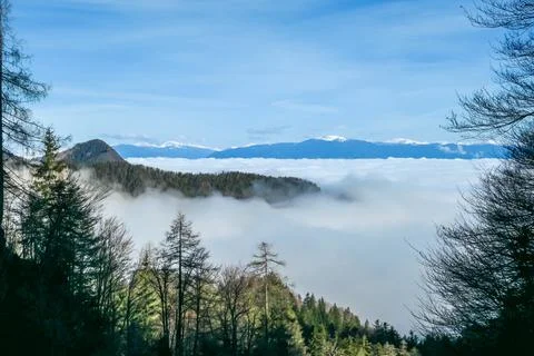 A panoramic view from the top of Alpine peak in Austria. The whole area is .. Stock Photos