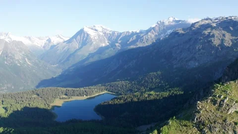 Panoramic view of the top of the mountain, alpine landscape. Stock Footage 133502830