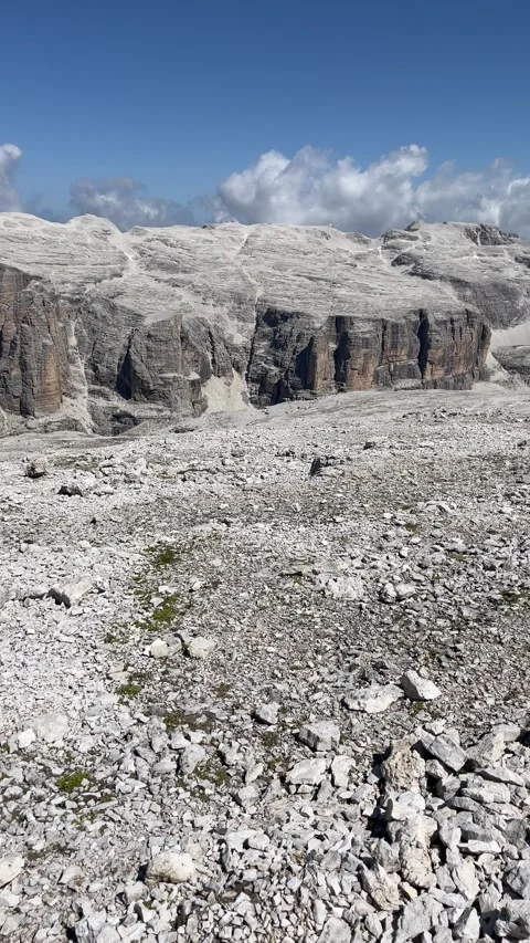 Panoramic view of the top of mountain Piz Boz, moon like surface Video stock 284463053