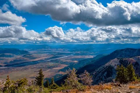 Panoramic View from top of Rendezvous Mountain in Grand Teton National Park Stock Photos
