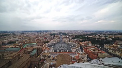 Panoramic view from the top of St. Peters Basilica in Rome Stock Footage 220805043