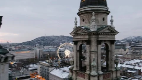 Panoramic view from the top of St.Stephan's Basilica, Budapest, Hungary Stock Footage 101380793