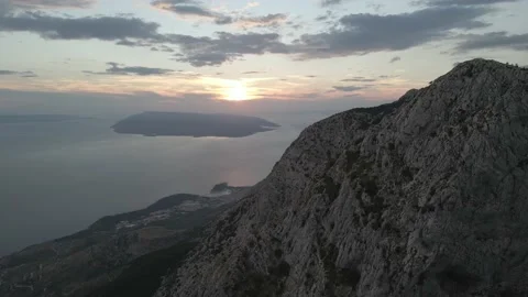 Panoramic view of the tops of stone mountains Stock Footage 219613057