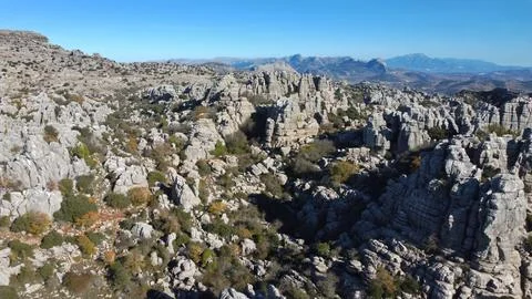 A Panoramic View of Torcal de Antequera's Karst Landscape Stock Photos