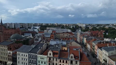 Panoramic View of Toruń from the Old Town Hall Tower, Poland Видео 344847768