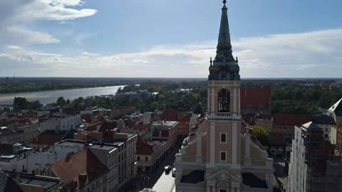 Panoramic View of Toruń from the Old Town Hall Tower, Poland Stockbeeldmateriaal 344847843