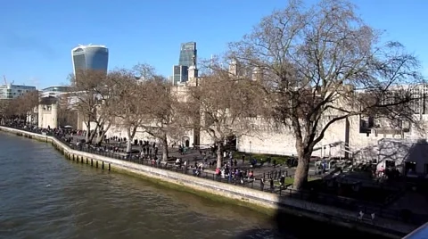 A panoramic view from Tower Bridge of the River Thames in London United Kingdom Видео 47210684