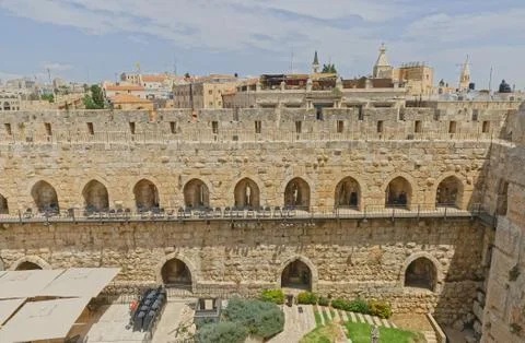 Panoramic view of the Tower of David north wall in Jerusalem Stock Photos