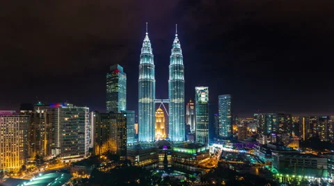 Panoramic view on towers 4k time lapse from kuala lumpur city Stock Footage 46550169