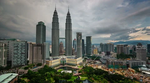 Panoramic view on towers 4k time lapse from kuala lumpur Stock Footage 46550359