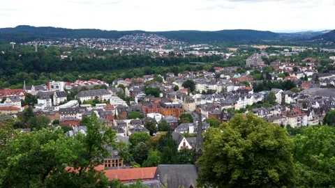 A panoramic view of the town of marburg Stock Footage 312482186