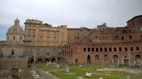 Panoramic view on Trajan's Market located in Rome, Italy Stock Footage 154871155
