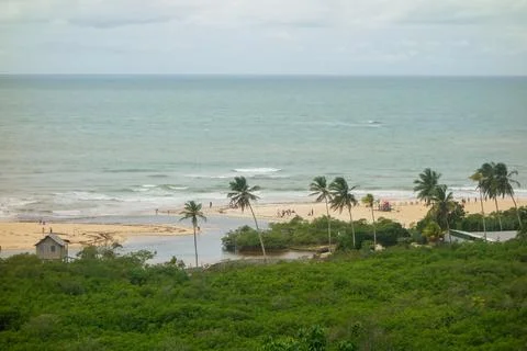 Panoramic view of Trancoso beach, in the town of Porto Seguro, Bahia State Stock Photos