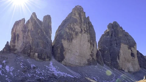 Panoramic view of the Tre Cime di Lavaredo, South Tyrol, Italy Stock Footage
