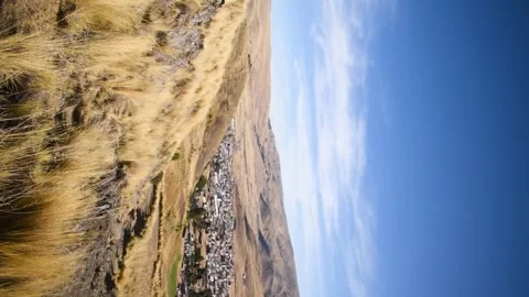 Panoramic view of trees, city and mountains Stock Footage 293094792