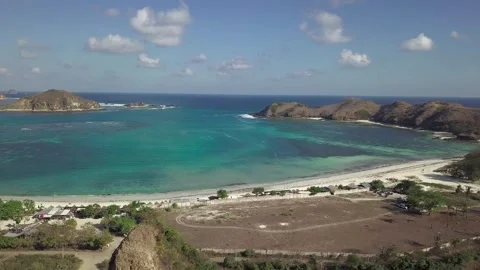 Panoramic View of Tropical Coastline and Ocean Horizon in Lombok Indonesia Stock Footage 344863641