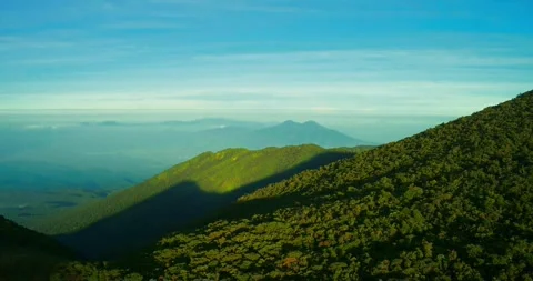 Panoramic View of Tropical Mountain Range in Indonesia Stock Footage 329007483