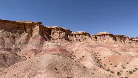 Panoramic view of Tsagaan Suvarga rock formation, Mongolia Stock Footage 248444506