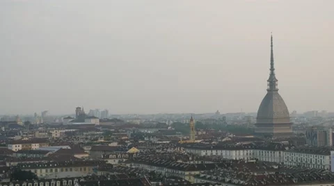 Panoramic view of Turin and The Mole Antonelliana in background Stock Footage 68695271