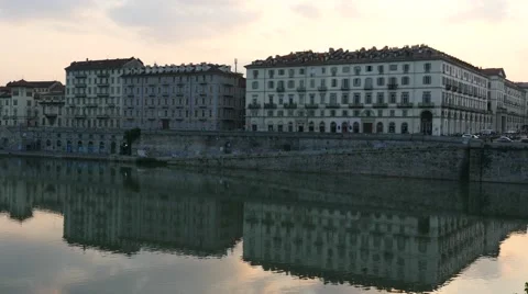 Panoramic view of Turin at sunset Stock Footage 68695431