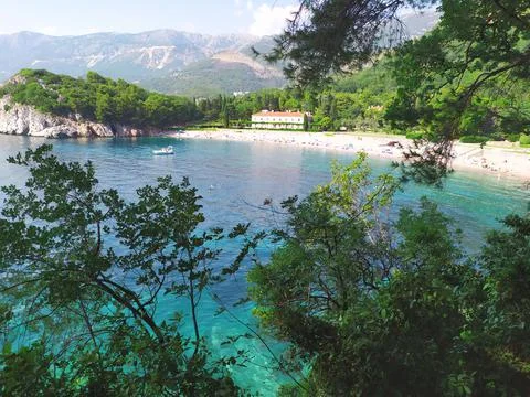 Panoramic view of the turquoise lagoon Stock Photos