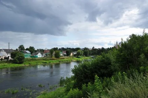 Panoramic view of the Tvertsa river. Fotos de archivo