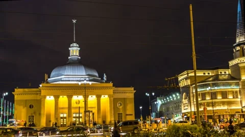 Panoramic view of two Moscow train terminals and metro station Stock Footage 67430472