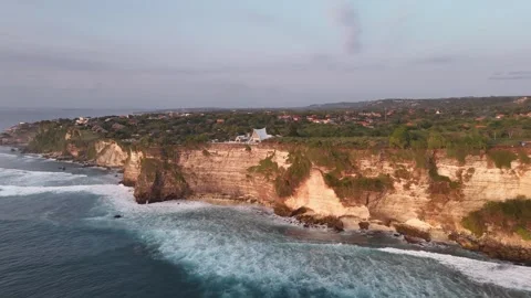 Panoramic view of Uluwatu Temple on sunset, Bali, Indonesia. Stock Footage 282682620