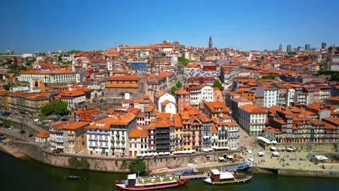 Panoramic view of UNESCO world heritage site Porto city in Portugal during .. Video stock 283855092