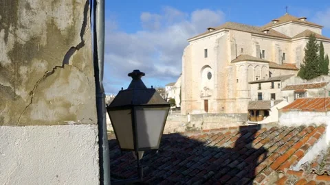 Panoramic view of the upper part of the medieval village of Chinchon, Madrid. Stock Footage 329870213