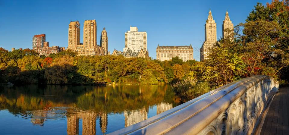Panoramic view of Upper West Side from the Bow Bridge - New York Stock Photos