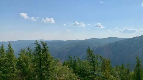 Panoramic view of the Ural Mountains Top View Stockfoto's
