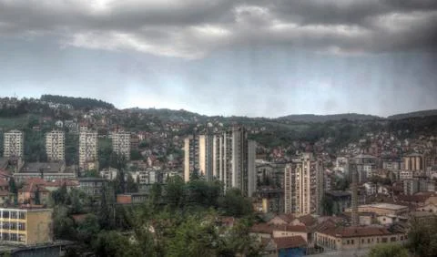Panoramic view of Uzice Stock Photos