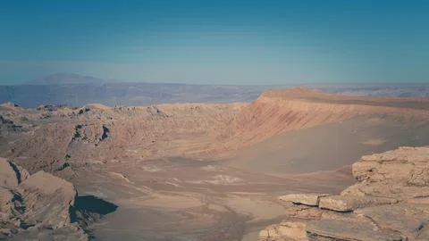 Panoramic view of the Valle de la Luna, Valley of the Moon, in the Atacama De Stock Photos