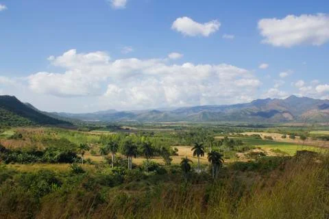 Panoramic view of Valle de los Ingenios, Trinidad, Cuba 스톡 사진