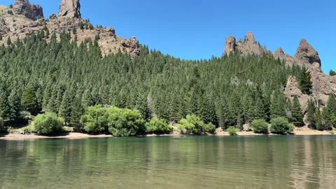Panoramic view of Valle Encantado and Limay river in Neuquen, Argentina. Stock Footage 280408665