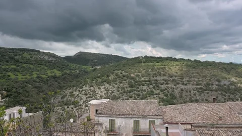 Panoramic view of valley and cathedral dome in Ragusa Stock Footage 310511298